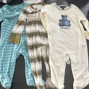 Carter's Cream and Blue Bear Footie